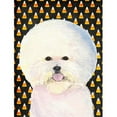 thumbnail image 1 of Carolines Treasures  Bichon Frise Candy Corn Halloween Portrait House Size Canvas Flag - 28 x 40 in., 1 of 1
