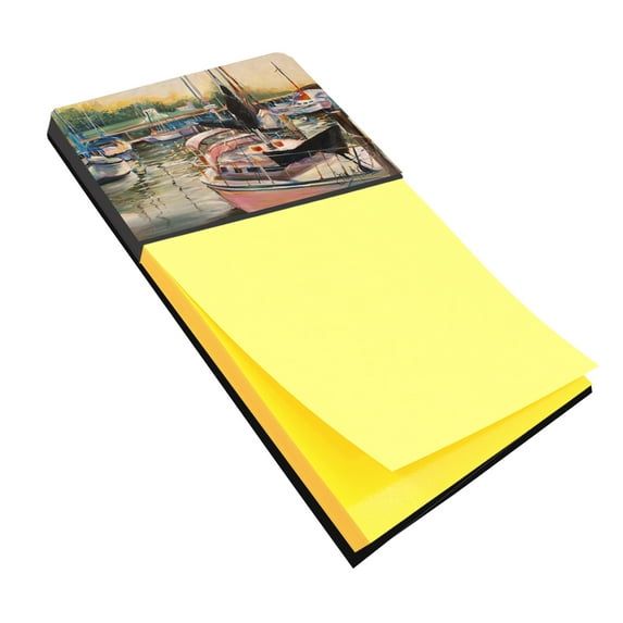 Carolines Treasures Black Sails Sailboat Sticky Note Holder Large multicolor