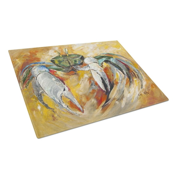 Carolines Treasures Blue Crab Glass Cutting Board Large 12H x 16W multicolor