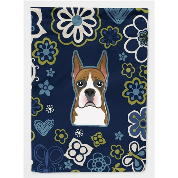 Blue Flowers Boxer Flag Garden Size