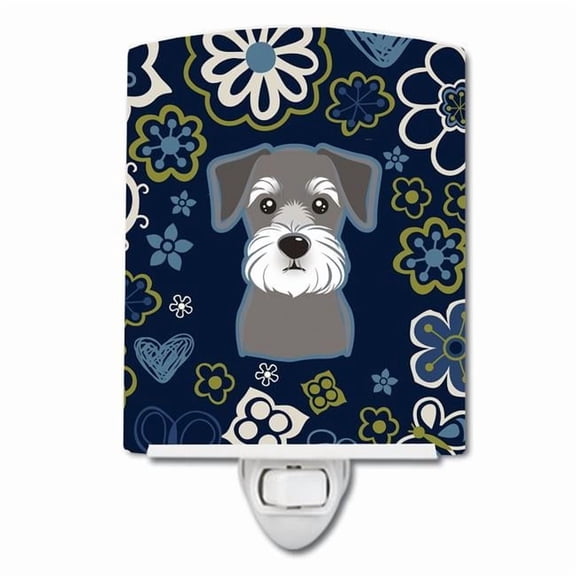 Carolines Treasures Blue Flowers Schnauzer Ceramic Night Light 6x4x3 multicolor