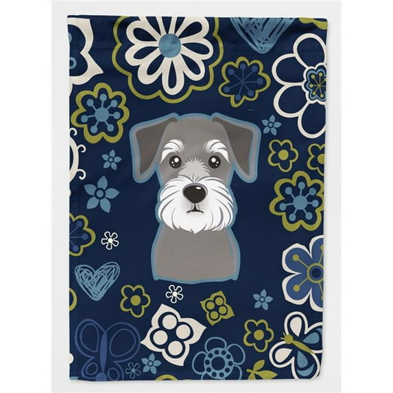 Blue Flowers Schnauzer Flag Garden Size BB5057GF