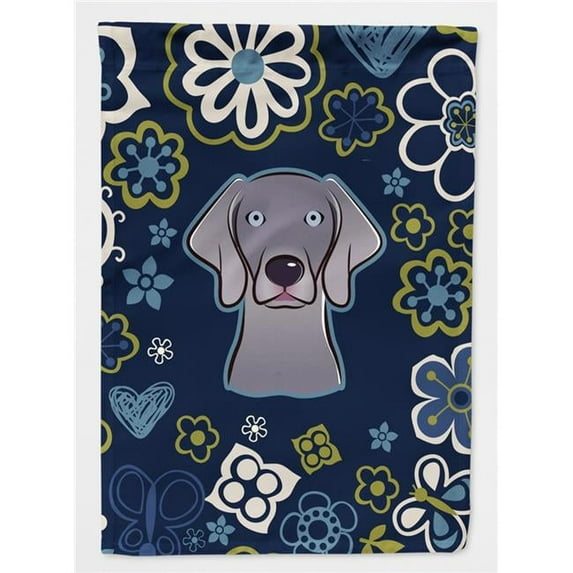 Blue Flowers Weimaraner Flag Garden Size BB5082GF