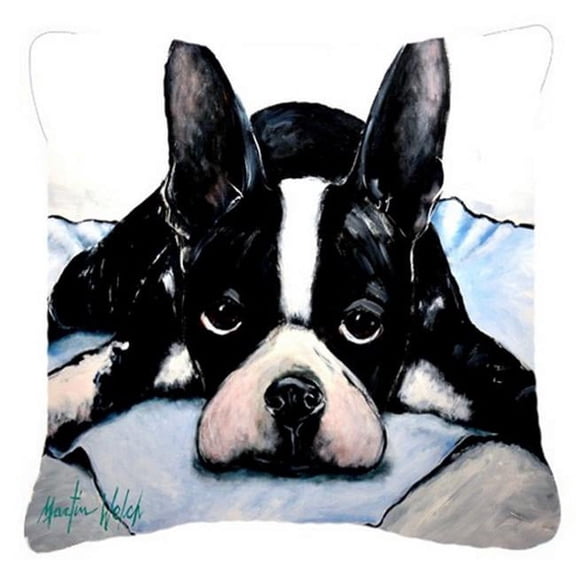 Carolines Treasures Boston Terrier Jake Dog Tired Fabric Decorative Pillow, 14 x 3 x 14 in.