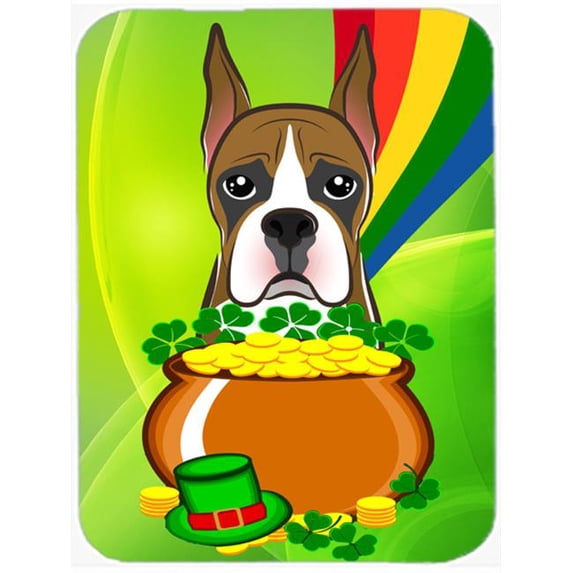 Carolines Treasures Boxer St. Patricks Day Glass Cutting Board Large 12H x 16W multicolor