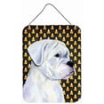 thumbnail image 1 of Carolines Treasures  Boxer White Candy Corn Halloween Portrait Aluminum Metal Wall & Door Hanging Prints - 12 x 16 in., 1 of 1