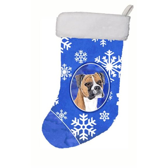 Carolines Treasures Boxer Winter Snowflakes Christmas Stocking