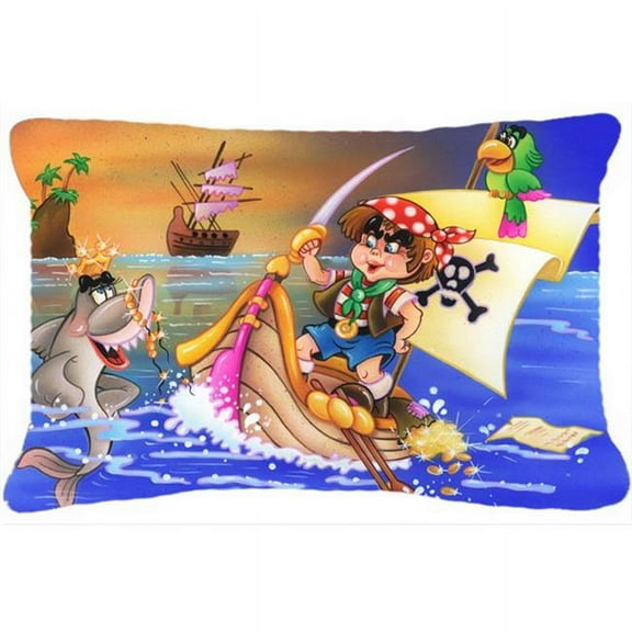 Carolines Treasures  Boy Playing Pirate with Dolphin Fabric Decorative Pillow