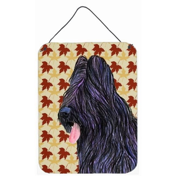 Carolines Treasures Briard Fall Leaves Portrait Aluminum Metal Wall & Door Hanging Prints - 12 x 16 in.