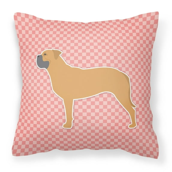 Carolines Treasures Bullmastiff Checkerboard Pink Fabric Decorative Pillow
