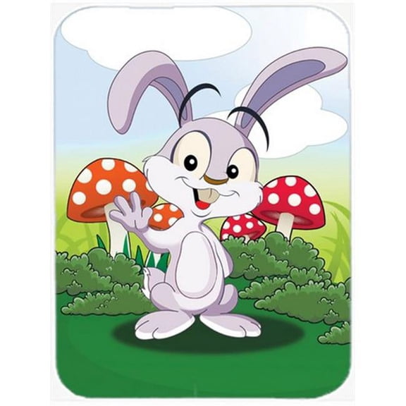 Carolines Treasures Bunny Rabbit in Mushrooms Glass Cutting Board - Large