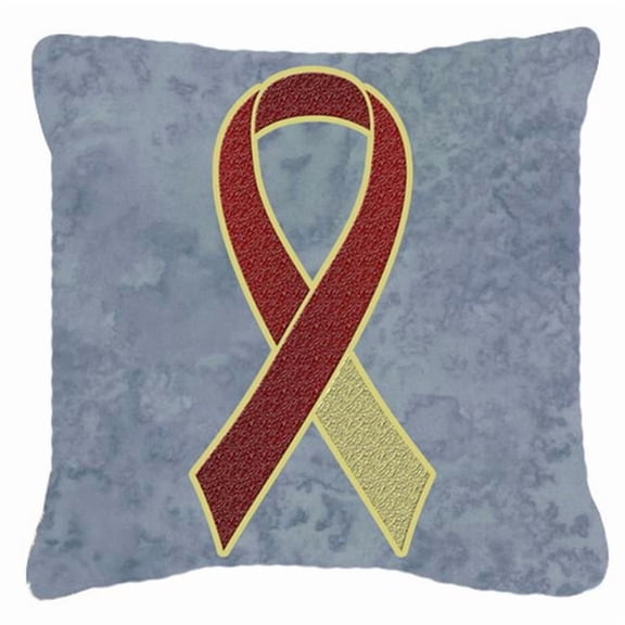 Carolines Treasures Burgundy And Ivory Ribbon For Head And Neck Cancer Awareness Indoor & Outdoor Fabric Decorative Pillow