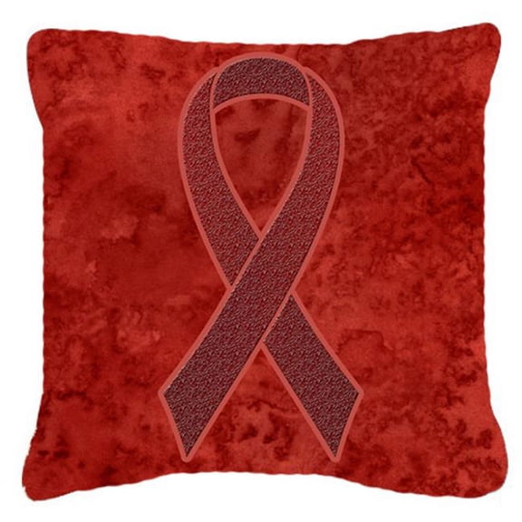 Carolines Treasures Burgundy Ribbon For Multiple Myeloma Cancer Awareness Indoor & Outdoor Fabric Decorative Pillow 14 x 14 In.