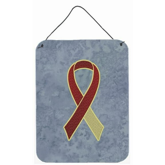 Carolines Treasures Burgundy and Ivory Ribbon for Head and Neck Cancer Awareness Aluminium Metal Wall or Door Hanging Prints - 12 x 6 In.
