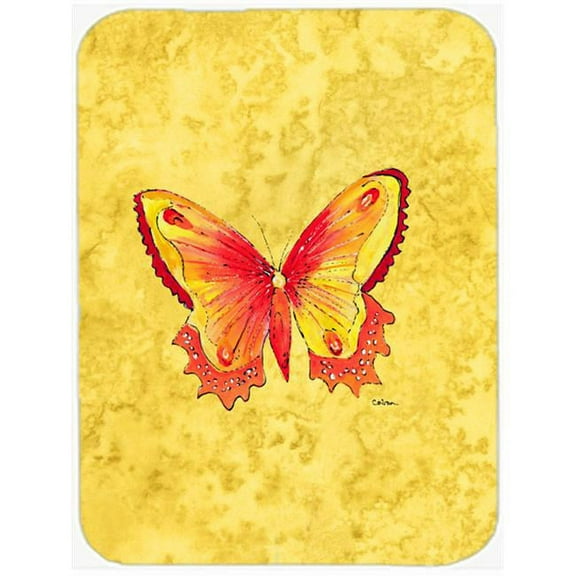 Carolines Treasures  Butterfly On Yellow Glass Cutting Board - Large