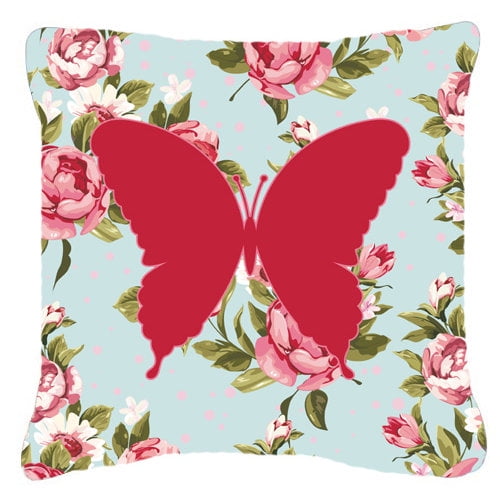 Carolines Treasures Butterfly Roses Fabric Decorative Outdoor Pillow