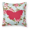 thumbnail image 1 of Caroline's Treasures BB1045-RS-BU-PW1818 Butterfly Shabby Chic Blue Roses Canvas Fabric Decorative Pillow BB1045, 18H x18W, Multicolor, 1 of 2