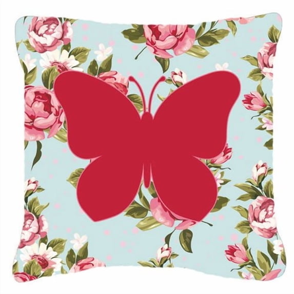 Caroline's Treasures Butterfly Shabby Elegance Blue Roses Indoor/Outdoor Throw Pillow