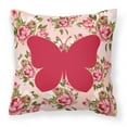 thumbnail image 1 of Carolines Treasures Butterfly Shabby Chic Pink Roses Fabric Decorative Pillow 14Hx14W multicolor, 1 of 2