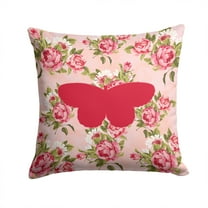 Carolines Treasures Butterfly Shabby Chic Pink Roses Fabric Decorative Pillow 14Hx14W multicolor
