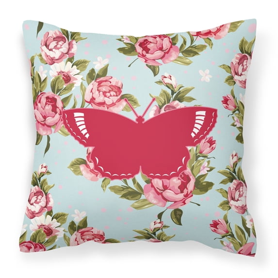 Carolines Treasures Butterfly Shabby Chic Roses Decorative Outdoor Pillow