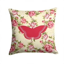 Carolines Treasures Butterfly Shabby Chic Yellow Roses Fabric Decorative Pillow 14Hx14W multicolor