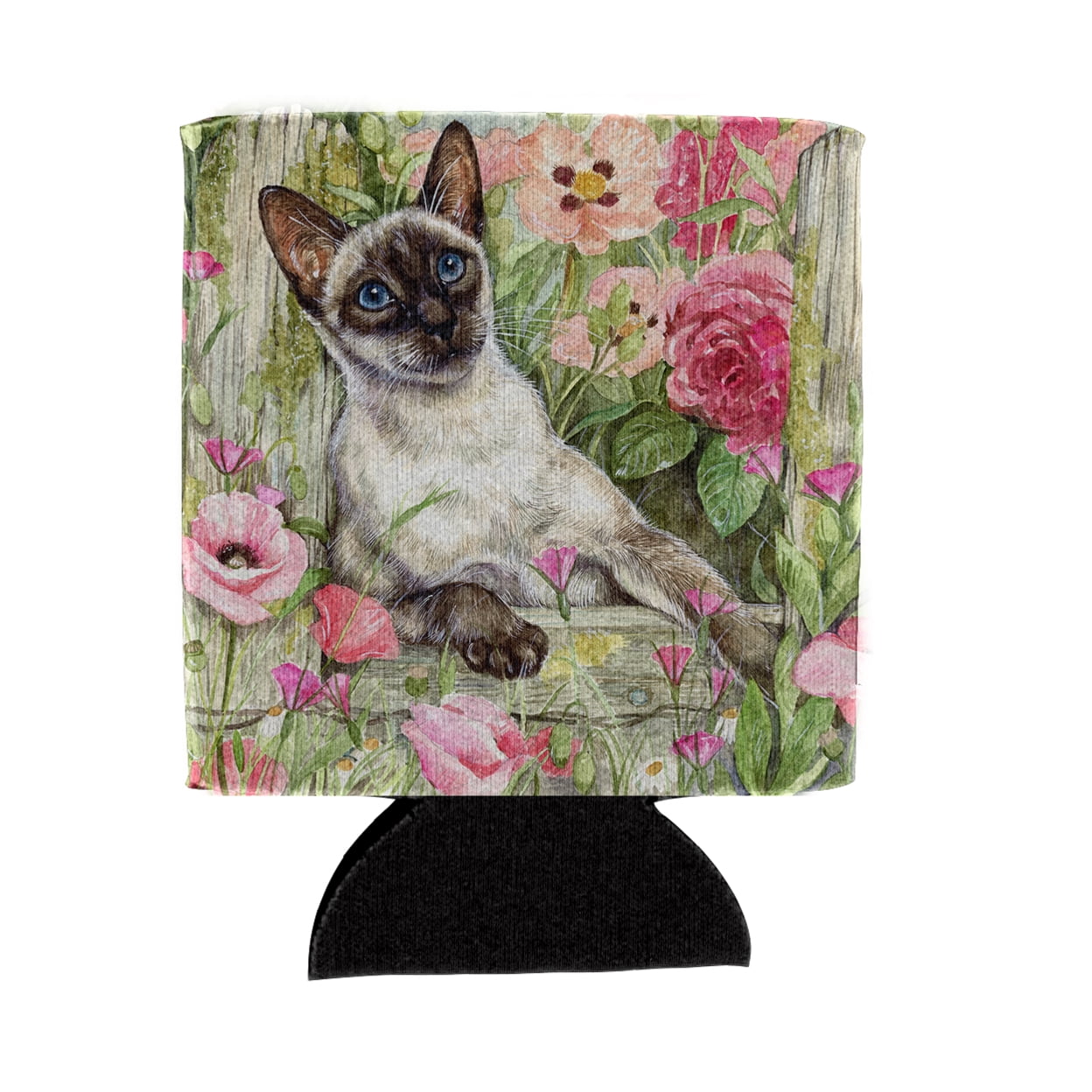 Carolines Treasures CDCO0033CC Siamese cat in the Roses Can or Bottle Hugger  Can Hugger multicolor