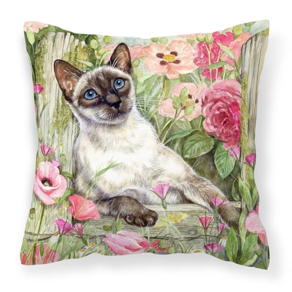 Carolines Treasures CDCO0033PW1818 Siamese cat in the Roses Canvas Decorative Pillow  18H x18W multicolor