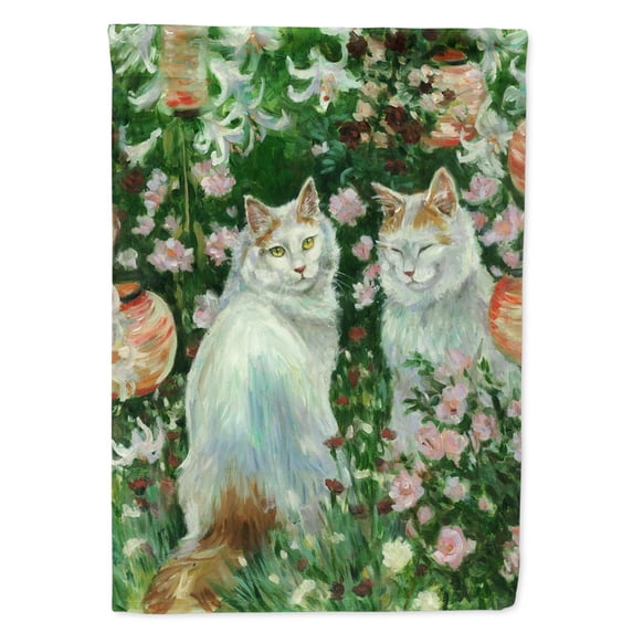 Carolines Treasures CDCO0151CHF Cats In Garden by Debbie Cook Flag Canvas House Size  Large multicolor
