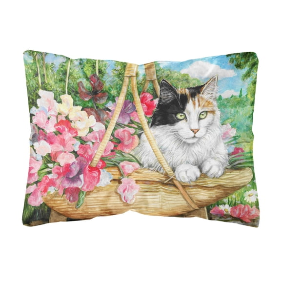 Carolines Treasures CDCO0178PW1216 Cat In Basket Fabric Decorative Pillow 12H x16W multicolor