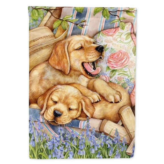 Carolines Treasures CDCO0194GF Yellow Labrador Deck Pups Flag Garden Size  Small multicolor