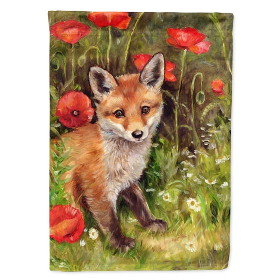 Carolines Treasures CDCO0226CHF Fox Cub by Debbie Cook Flag Canvas House Size Large multicolor