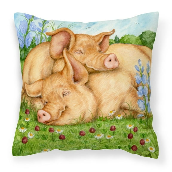 Carolines Treasures CDCO0358PW1818 Pigs Tamworths In Clover Canvas Decorative Pillow 18H x18W multicolor