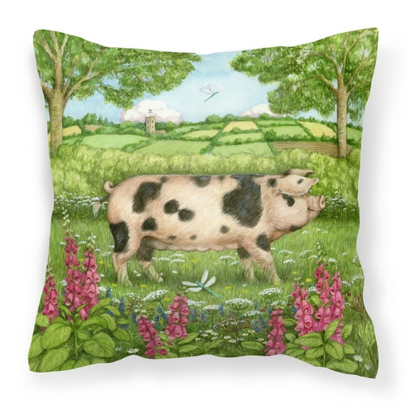 Carolines Treasures CDCO0371PW1414 Pigs Meadowsweet by Debbie Cook Canvas Decorative Pillow  14Hx14W multicolor