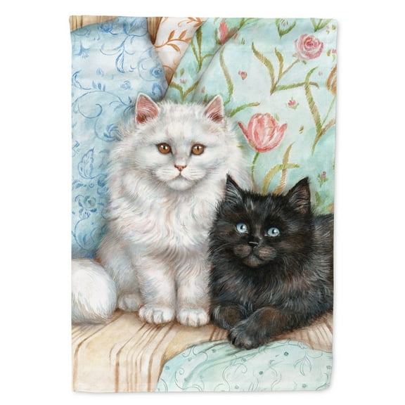 Carolines Treasures CDCO0510GF A Black Cat and A White Cat Flag Garden Size Small multicolor