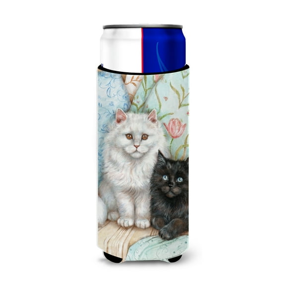 Carolines Treasures CDCO0510MUK A Black Cat and A White Cat Ultra Beverage Insulators for slim cans Slim Can multicolor