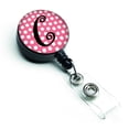 thumbnail image 1 of Carolines Treasures CJ1001-CBR Letter C Monogram Pink & Black Polka Dots Retractable Badge Reel, 1 of 2