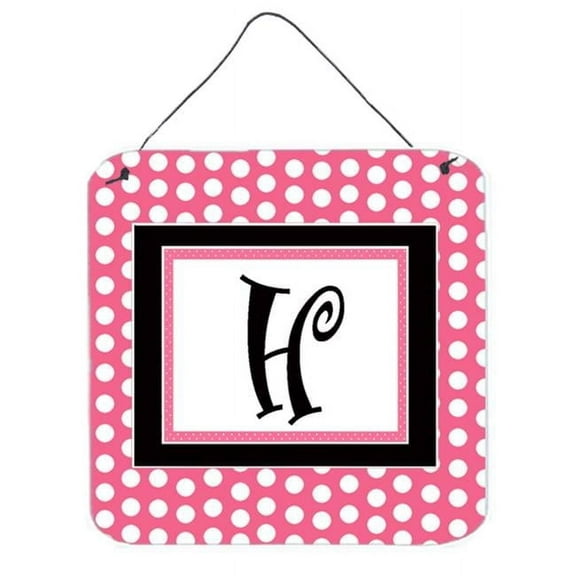 Carolines Treasures CJ1001-HDS66 Letter H Initial - Pink Black Polka Dots Aluminium Metal Wall Or Door Hanging Prints