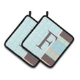 thumbnail image 1 of Carolines Treasures CJ1003-FPTHD Letter F Initial Monogram - Blue Stripes Pair of Pot Holders, 7.5HX7.5W, multicolor, 1 of 2