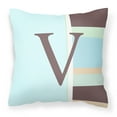 thumbnail image 1 of Carolines Treasures CJ1003-VPW1414 Letter V Initial Monogram - Blue Stripes Decorative   Canvas Fabric Pillow 14Hx14W, 1 of 4