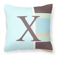 thumbnail image 1 of Carolines Treasures CJ1003-XPW1414 Letter X Initial Monogram - Blue Stripes Decorative   Canvas Fabric Pillow 14Hx14W, 1 of 4