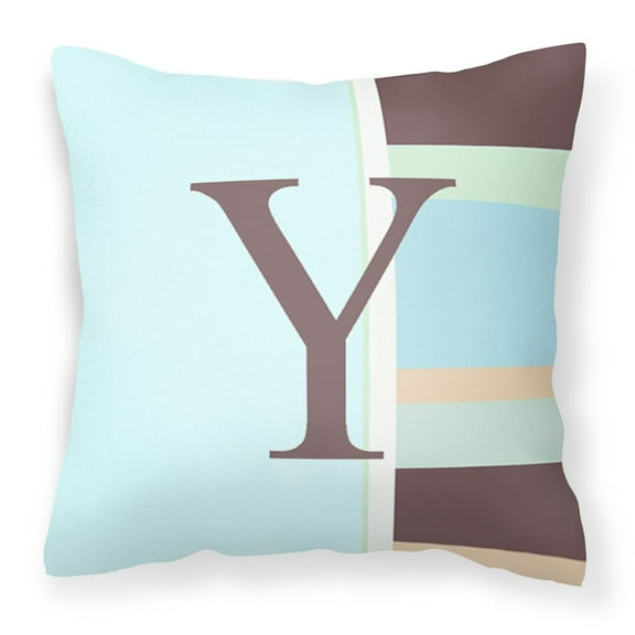 Carolines Treasures CJ1003-YPW1414 Letter Y Initial Monogram - Blue Stripes Decorative   Canvas Fabric Pillow 14Hx14W
