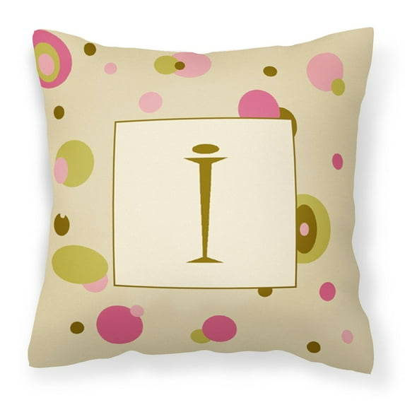 Carolines Treasures CJ1004-IPW1414 Letter I Initial Monogram - Tan Dots Fabric Decorative Pillow, 14Hx14W, multicolor