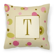 Carolines Treasures CJ1004-TPW1414 Letter T Initial Monogram - Tan Dots Fabric Decorative Pillow, 14Hx14W, multicolor