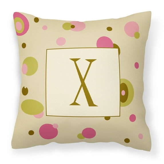 Carolines Treasures CJ1004-XPW1414 Letter X Initial Monogram - Tan Dots Fabric Decorative Pillow, 14Hx14W, multicolor