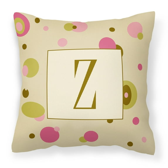 Carolines Treasures CJ1004-ZPW1414 Letter Z Initial Monogram - Tan Dots Fabric Decorative Pillow, 14Hx14W, multicolor