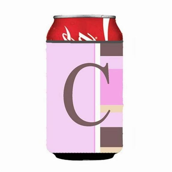 Carolines Treasures CJ1005-CCC Letter C Initial Monogram - Pink Stripes Can or Bottle Hugger