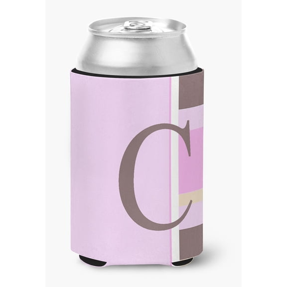 Carolines Treasures CJ1005-CCC Letter C Initial Monogram - Pink Stripes Can or Bottle  Hugger
