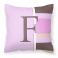 thumbnail image 1 of Carolines Treasures CJ1005-FPW1414 Letter F Initial Monogram - Pink Stripes Decorative   Canvas Fabric Pillow 14Hx14W, 1 of 4