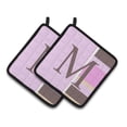 thumbnail image 1 of Carolines Treasures CJ1005-MPTHD Letter M Initial Monogram - Pink Stripes Pair of Pot Holders, 7.5HX7.5W, multicolor, 1 of 2
